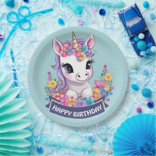 Sweet Magical Baby Unicorn Paper Plates