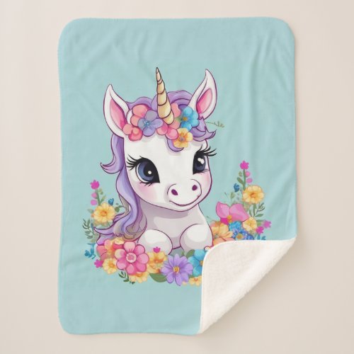 Sweet Magical Baby Unicorn  Sherpa Blanket