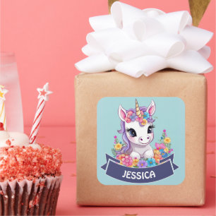 Sweet Magical Baby Unicorn Square Sticker