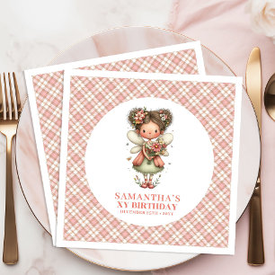 Sweet Magical Fairy Pink Floral 3rd Birthday   Paper Dinner Napkins