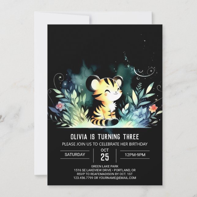 Sweet Magical Tiger Birthday Invitation (Front)