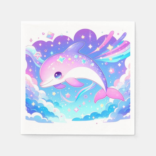Sweet Majestic Dolphin Baby Shower Napkins (Front)