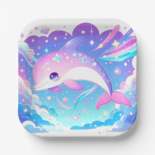 Sweet Majestic Dolphin Baby Shower Paper Plates