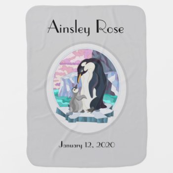 Sweet Mama & Baby Penguin  Personalized Baby Blanket by PicturesByDesign at Zazzle