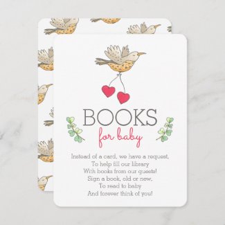Sweet Mama Bird with Hearts Books for Baby Enclosure Card