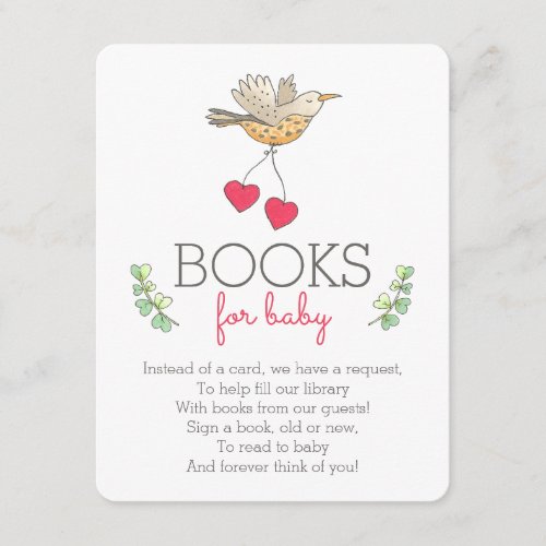 Sweet Mama Bird with Hearts Books for Baby Enclosure Card