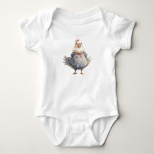 Sweet Mama Hen wearing a Dress, Chicken,  Baby Bodysuit