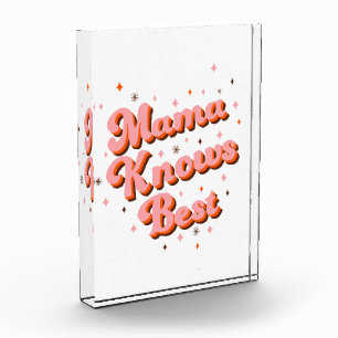 Sweet Mama Knows Best Pink Brown Retro Lettering Photo Block