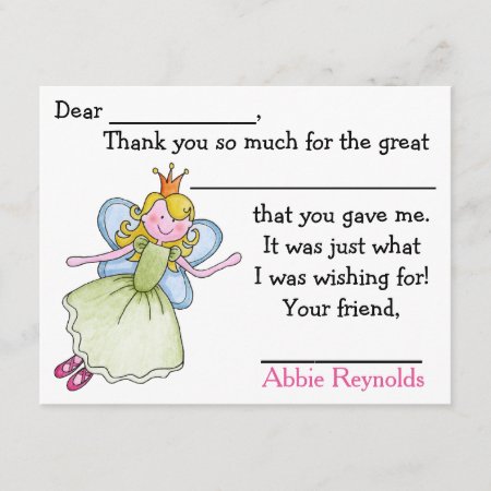 Sweet Manners Fairy Fill In Thank You Notes
