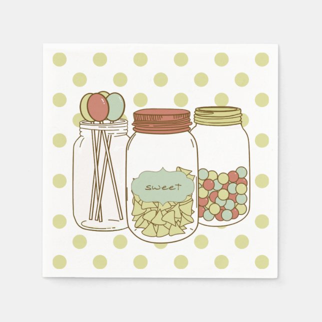Sweet mason jar and candy cocktail napkin (Front)