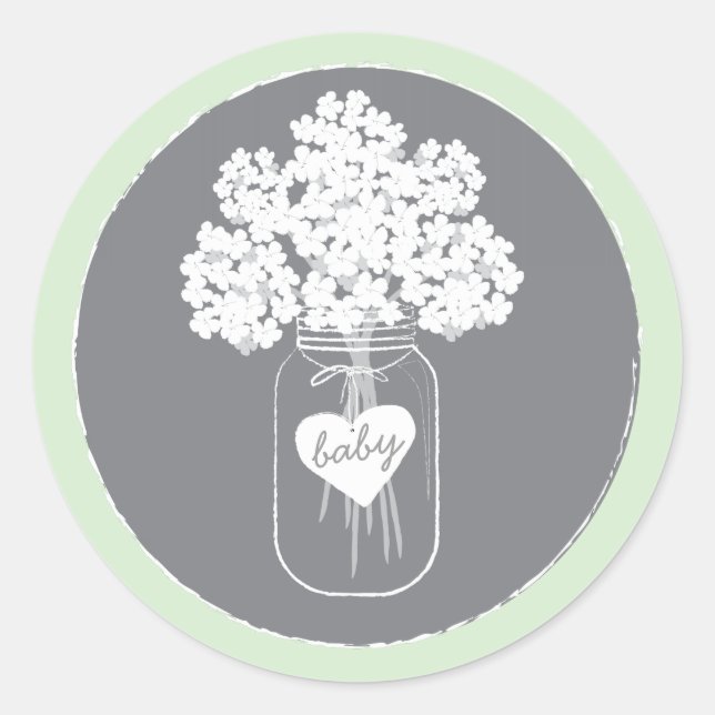 Sweet Mason Jar Baby Shower Favor Sticker (Front)