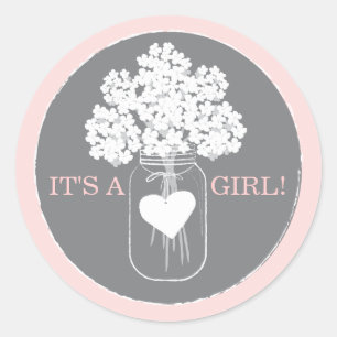 Sweet Mason Jar Baby Shower Favor Sticker