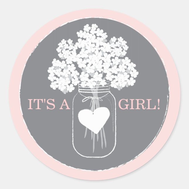Sweet Mason Jar Baby Shower Favor Sticker (Front)