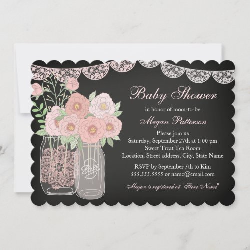 Sweet Mason Jar Chalkboard Baby Shower Invite