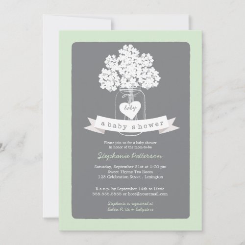 Sweet Mason Jar Neutral Baby Shower Invitation