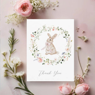 Sweet Meadow Bunny & Wildflowers Baby Shower   Letterpress Thank You Card