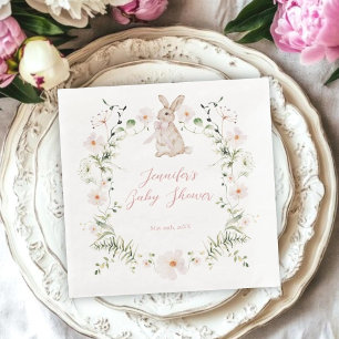 Sweet Meadow Bunny & Wildflowers Baby Shower Paper Dinner Napkins
