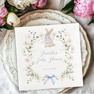 Sweet Meadow Bunny Wildflowers Bow Baby Shower Paper Dinner Napkins