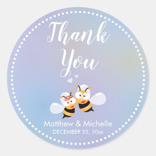 Sweet Meant To Bee Couple Cute Wedding Thank You Classic Round Sticker