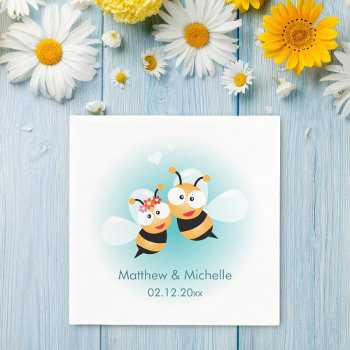 Sweet Meant To Bee Cute Wedding Party Napkins by littleteapotdesigns at Zazzle