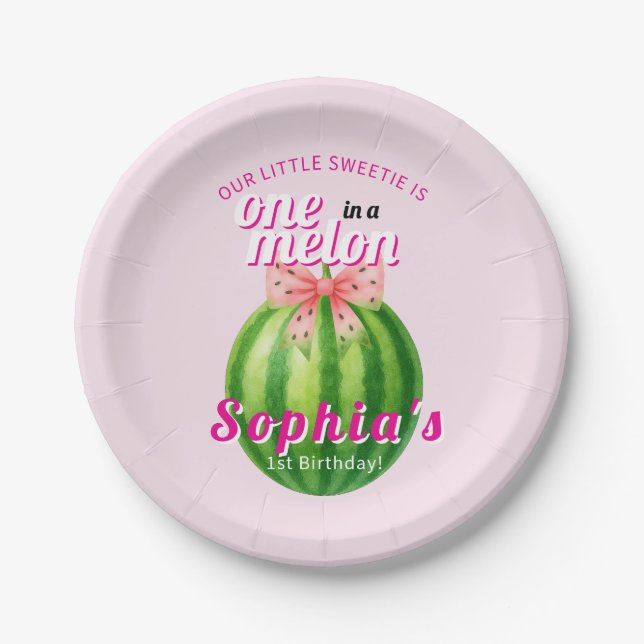 Sweet Melon First Birthday Party Paper Plates (Front)