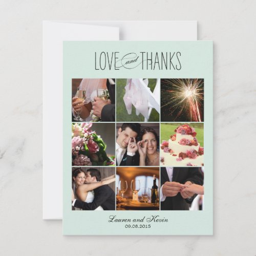 Sweet Memories Wedding Photo Thank You Card Blue