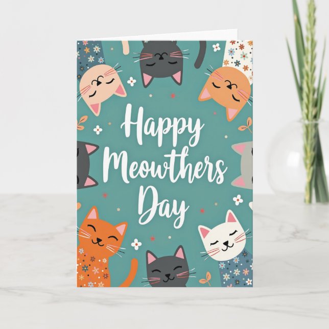 Sweet Meowthers Day Feline Art Card (Front)