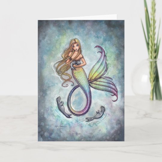 Sweet Mermaid and Baby Seals Greeting Card | Zazzle.com