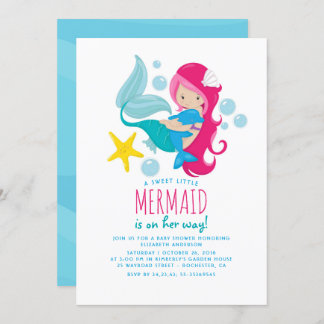 Sweet Mermaid Baby Shower Invitation
