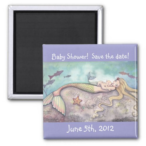 Sweet Mermaid Baby Shower Save the Date Magnet