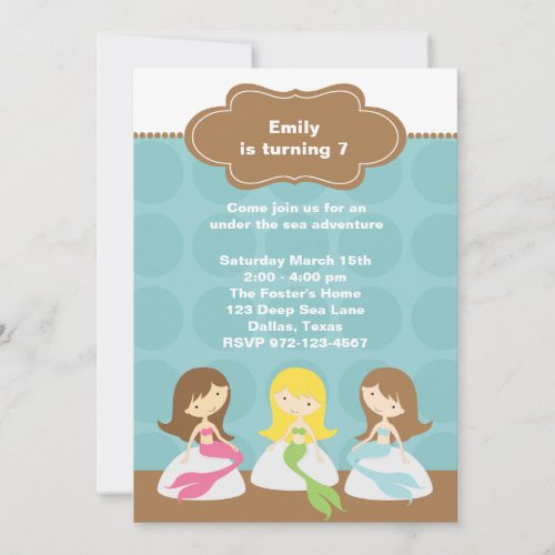 Sweet Mermaids Birthday Invitations