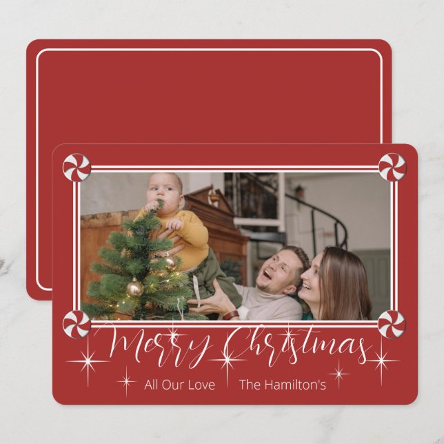 Sweet Merry Christmas Photo Flat Holiday Card (Front/Back)
