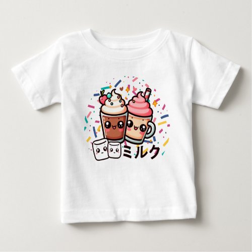 Sweet milk anime party with marshmallows baby T_Shirt