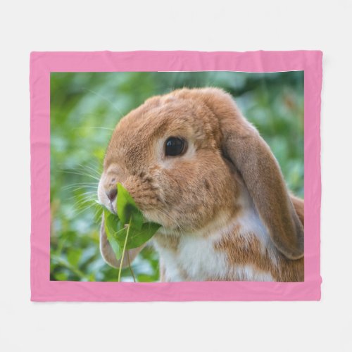 Sweet Mini Lop Bunny Rabbit Fleece Blanket