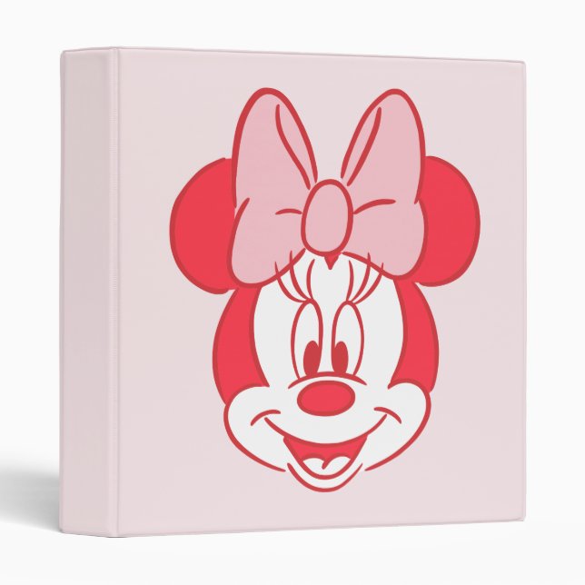 Sweet Minnie Mouse Bow Face Line Art 3 Ring Binder (Front/Spine)