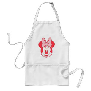 Sweet Minnie Mouse Bow Face Line Art Adult Apron