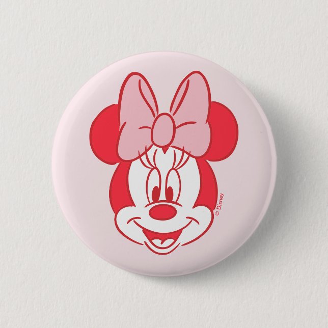Sweet Minnie Mouse Bow Face Line Art Button (Front)