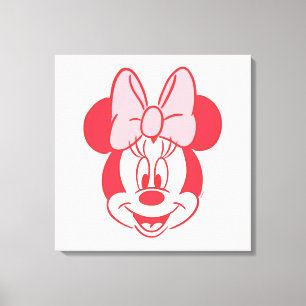 Sweet Minnie Mouse Bow Face Line Art Canvas Print