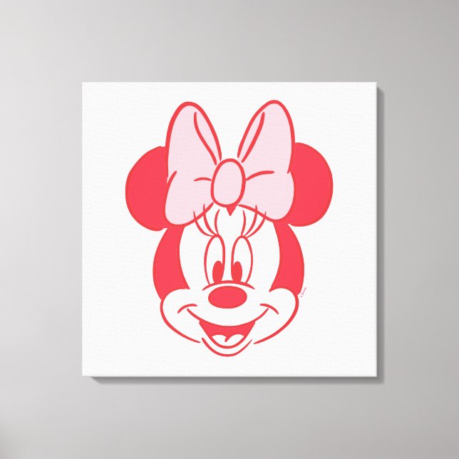 Sweet Minnie Mouse Bow Face Line Art Canvas Print (Front)