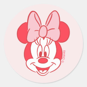 Sweet Minnie Mouse Bow Face Line Art Classic Round Sticker