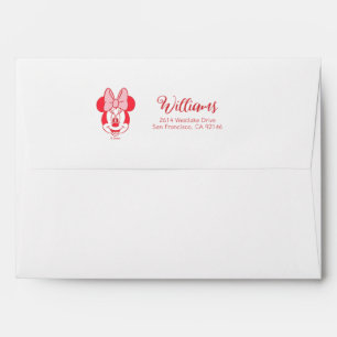 Sweet Minnie Mouse Bow Face Line Art Envelope