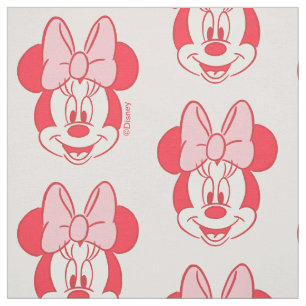 Sweet Minnie Mouse Bow Face Line Art Fabric