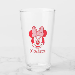 Sweet Minnie Mouse Bow Face Line Art Glass
