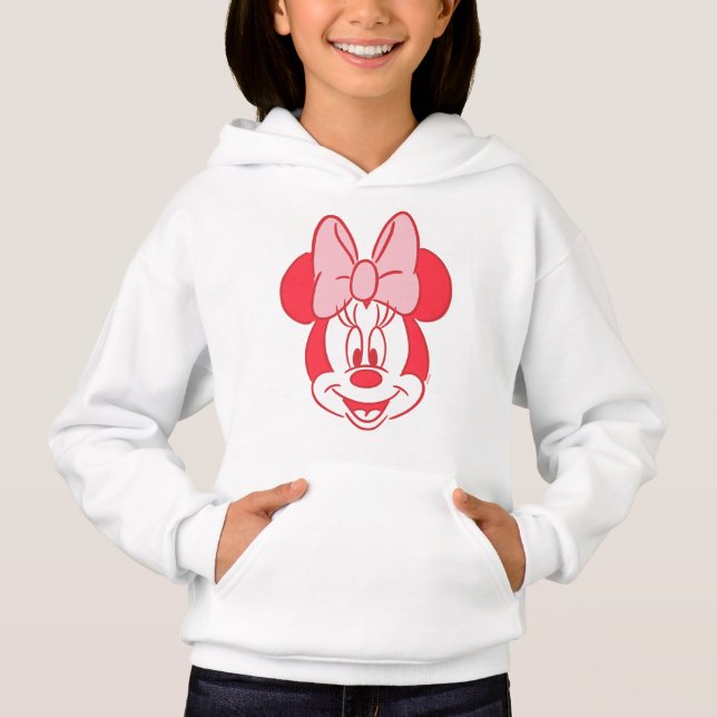 Sweet Minnie Mouse Bow Face Line Art Hoodie (Front)