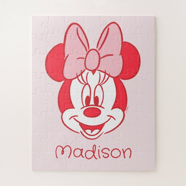 Sweet Minnie Mouse Bow Face Line Art Jigsaw Puzzle (Vertical)