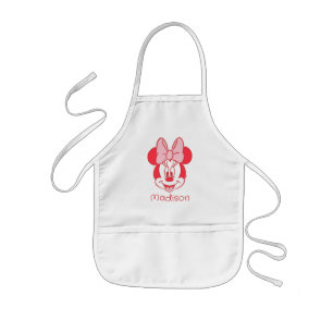 Sweet Minnie Mouse Bow Face Line Art Kids' Apron