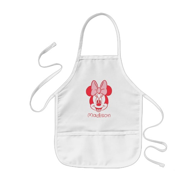 Sweet Minnie Mouse Bow Face Line Art Kids' Apron (Front)