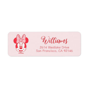 Sweet Minnie Mouse Bow Face Line Art Label