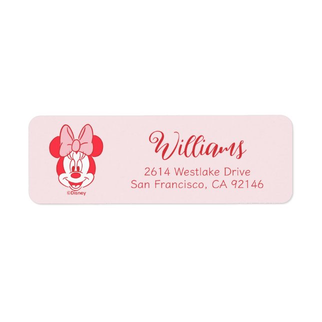 Sweet Minnie Mouse Bow Face Line Art Label (Front)