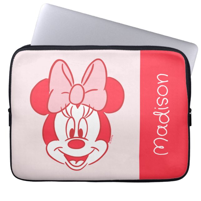Sweet Minnie Mouse Bow Face Line Art Laptop Sleeve (Front)